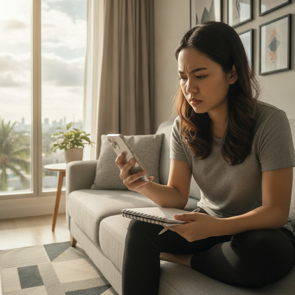 Filipino player comparing online casino bonus offers on mobile phone